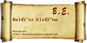 Belász Eliána névjegykártya
